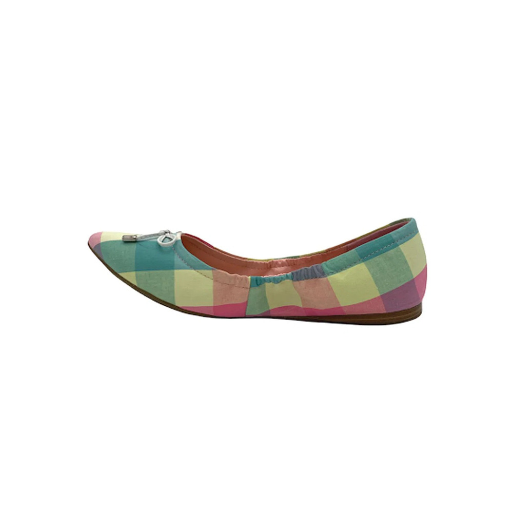 Isaac Mizrahi Plaid Ballet Flats with Bow Pink Multi - Medium - Picture 3 of 5